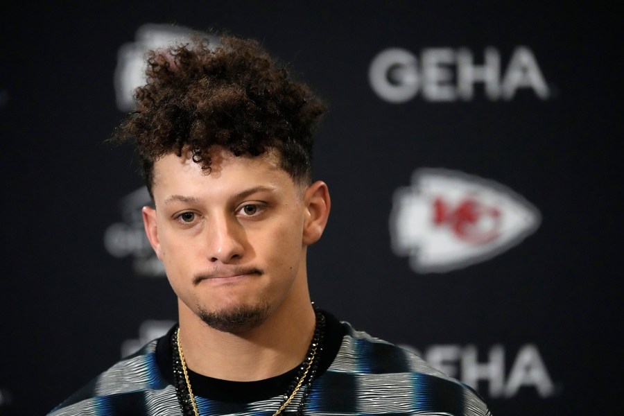 Kansas City Chiefs quarterback Patrick Mahomes speaks during a news conference following an NFL football game against the Buffalo Bills Sunday, Dec. 10, 2023, in Kansas City, Mo. The Bills won 20-17 (AP Photo/Charlie Riedel)