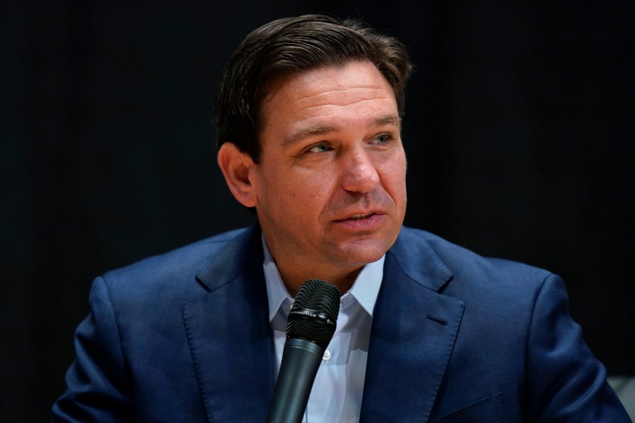 Republican presidential candidate Florida Gov. Ron DeSantis speaks during U.S. Rep. Randy Feenstra's, R-Iowa, Faith and Family with the Feenstras event, Saturday, Dec. 9, 2023, in Sioux Center, Iowa. (AP Photo/Charlie Neibergall)