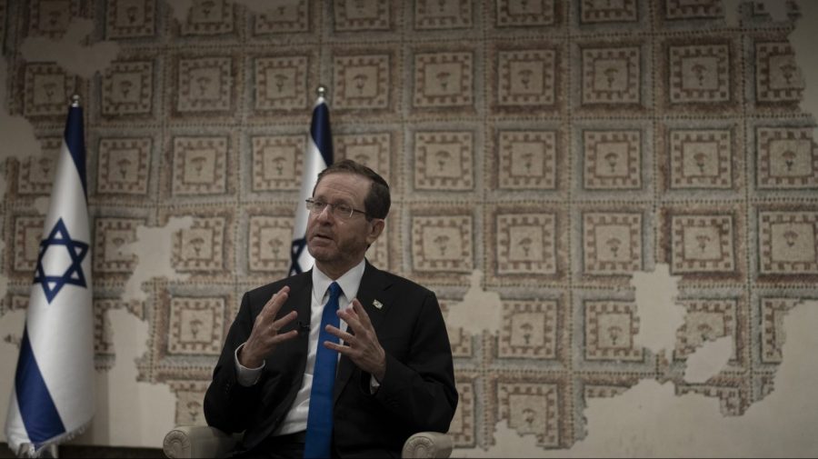 Israel's President Isaac Herzog speaks during an interview at his official residence in Jerusalem, Thursday, Dec. 14, 2023. (AP Photo/Maya Alleruzzo)