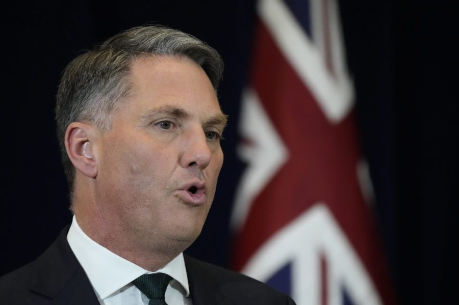 FILE - Australian Deputy Prime Minister and Minister for Defence Richard Marles, speaks during a news conference with Secretary of State Antony Blinken, Secretary of Defense Lloyd Austin, Australian Foreign Minister Penny Wong on the outcome of this year's ministerial meeting at the State Department, Tuesday, Dec. 6, 2022, in Washington. Marles said Thursday, Dec. 21, 2023, that his government will send 11 military personnel to support a U.S.-led mission to protect cargo shipping in the Red Sea but will not send a warship or plane. (AP Photo/Manuel Balce Ceneta, File)