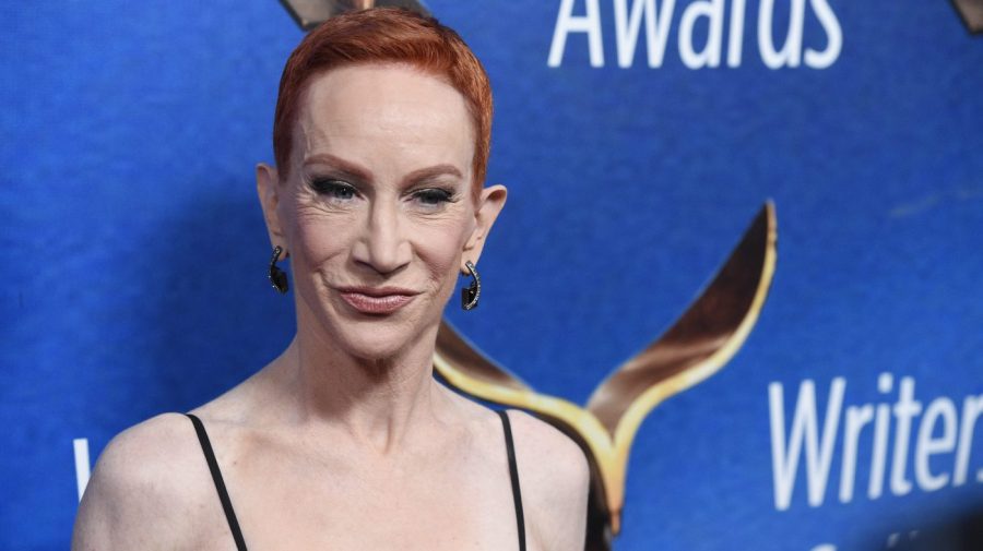 FILE - Kathy Griffin poses at the Writers Guild Awards on Feb. 11, 2018, in Beverly Hills, Calif. Court records in Los Angeles show Griffin filed for divorce from longtime partner Randy Bick on Thursday, Dec. 28, 2023, citing irreconcilable differences. The pair were married on New Year's Day in 2020 after dating for nearly a decade. (AP Photo/Chris Pizzello, File)