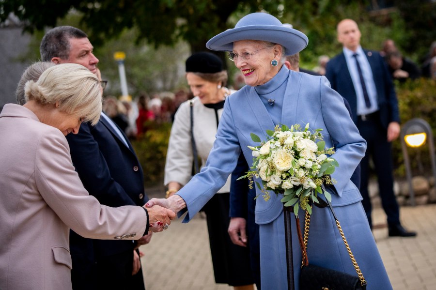 FILE - Denmark's Queen Margrethe and Foreign Minister Lars Loekke Rasmussen attend a memorial ceremony in Gilleleje Church, in Gilleleje, Denmark, on Oct. 9 2023. Denmark’s Queen Margrethe II has announced that she plans to leave the throne to make way for her son, Crown Prince Frederik. The queen announced during her New Year’s speech on Sunday, Dec. 31, 2023 that she would abdicate on Jan. 14. (Ida Marie Odgaard/Ritzau Scanpix via AP)