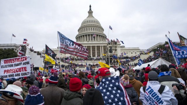 Rioters gather at the Capitol in Washington.