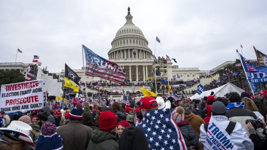 Rioters gather at the Capitol in Washington.