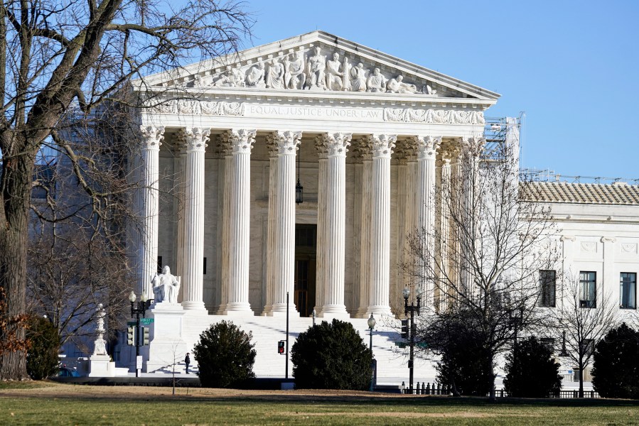 The U.S Supreme Court is bathed in afternoon sun Thursday, Jan. 11, 2024, in Washington. (AP Photo/Mariam Zuhaib)