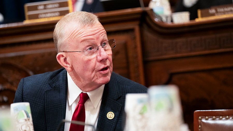 Representative Mike Ezell speaks during a House hearing.