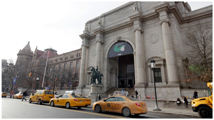 The Central Park West entrance to the American Museum of Natural History is shown in this photo, in New York, Wednesday, Jan. 11, 2017. (AP Photo/Richard Drew)