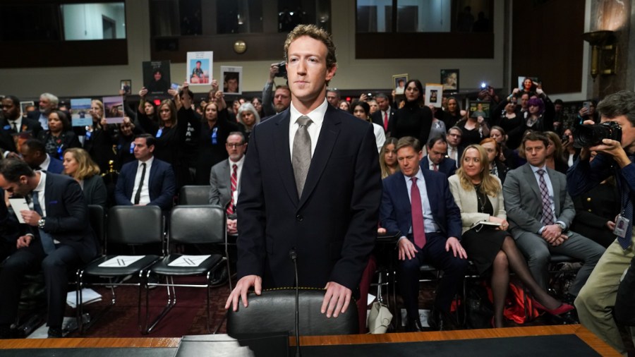 Meta CEO Mark Zuckerberg appears at a Senate Judiciary Committee hearing entitled “Big Tech and the Online Child Sexual Exploitation Crisis” on Jan. 31, 2024.