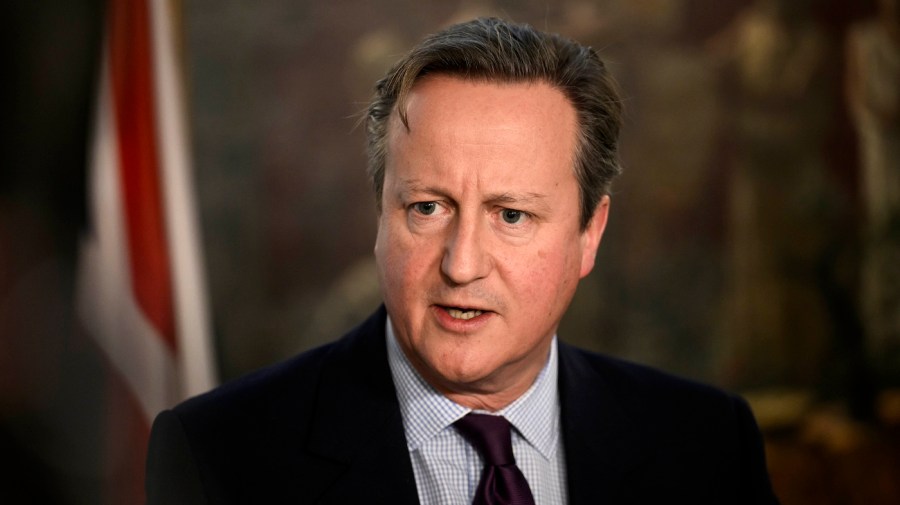 David Cameron speaks during a press conference.