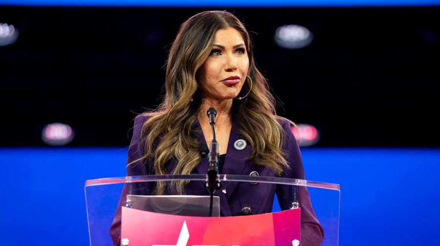 South Dakota Governor Kiristi Noem (R) speaks during the Conservative Political Action Conference