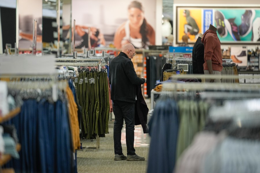 FILE - A shopper looks at clothing displayed at a Kohl's in Clifton, N.J., Jan. 26, 2024. On Tuesday, March 12, 2024, the Labor Department issues its report on inflation at the consumer level in February. (AP Photo/Seth Wenig)