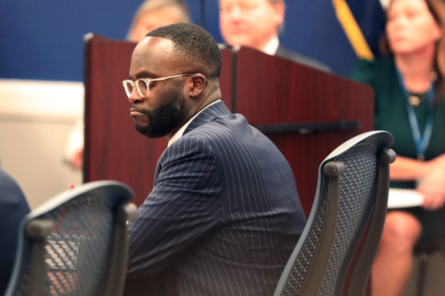 South Carolina Comptroller General Brain Gaines listens during a meeting of the State Fiscal Accountability Authority on Tuesday, March 26, 2024, in Columbia, S.C. (AP Photo/Jeffrey Collins)