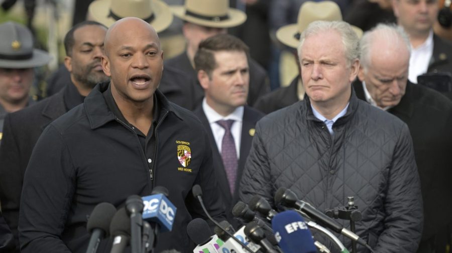 Maryland Governor Wes Moore speaks during a press conference.