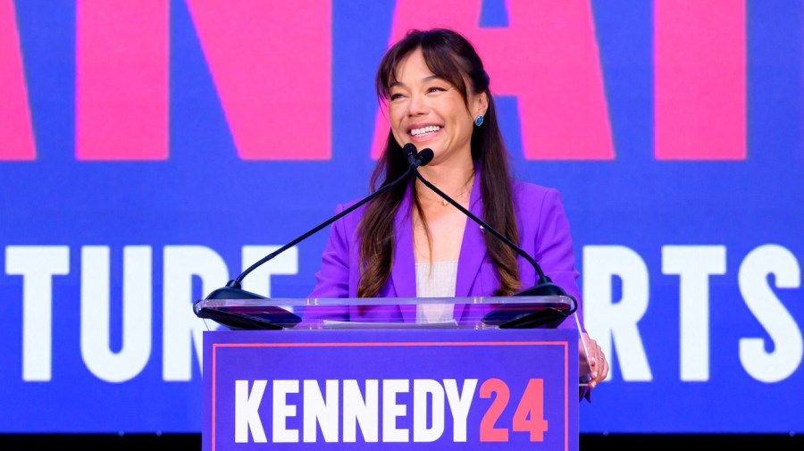 Nicole Shanahan speaks during a campaign event.