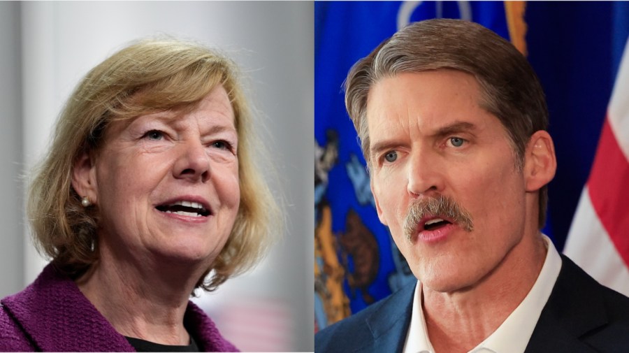 Senator Tammy Baldwin and Eric Hovde appear side-by-side in this composite image.