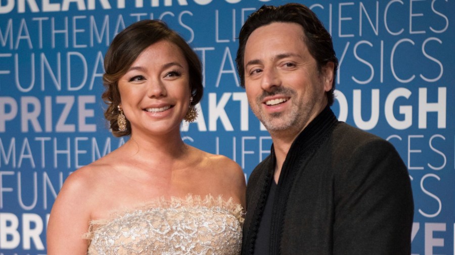 Nicole Shanahan and Sergey Brin arrive at the 7th annual Breakthrough Prize Ceremony at the NASA Ames Research Center on Sunday, Nov. 4, 2018 in Mountain View, Calif. (Photo by Peter Barreras/Invision/AP)