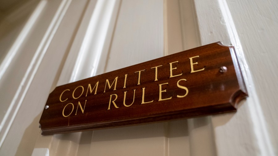 The entrance to the House Rules Committee, under new leadership by Chairman Rep. Jim McGovern, D-Mass., is seen as the new Democratic majority prepares to approve a new rules package on how legislation reaches the floor, at the Capitol in Washington, Thursday, Jan. 3, 2019.