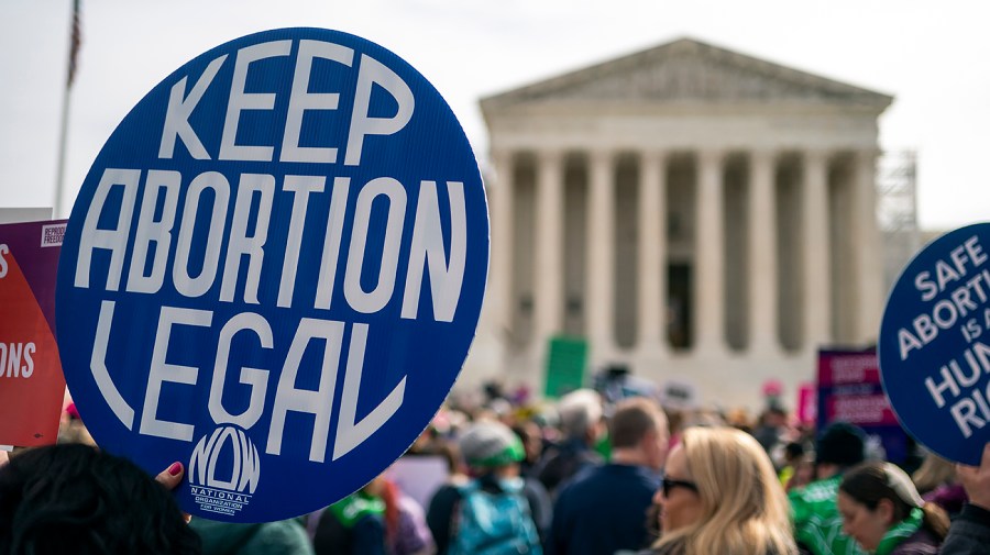 Supporters for abortion are seen outside the Supreme Court