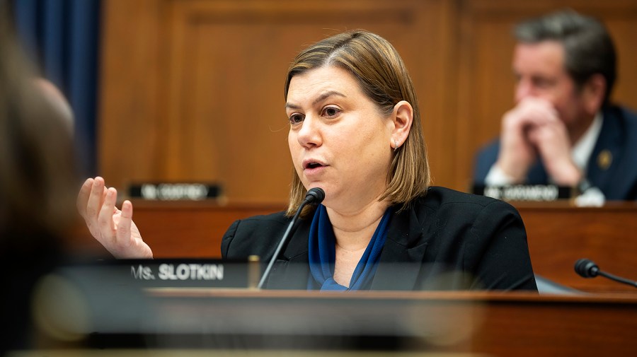 Representative Elissa Slotkin speaks during a congressional hearing.