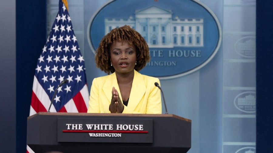 Karine Jean-Pierre speaks during a briefing.