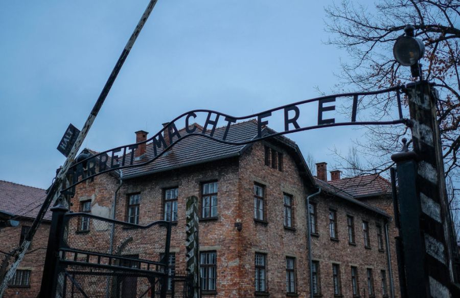 The gate with "Arbeit macht frei" (Work sets you free) written across it is pictured at the Auschwitz-Birkenau former German Nazi concentration and extermination camp.