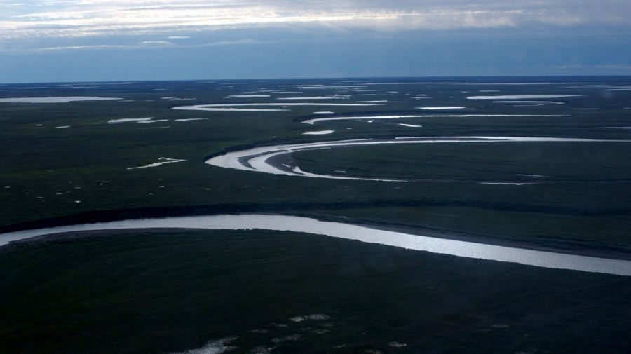 File - This July 8, 2004, photo provided by the United States Geological Survey shows Fish Creek through the National Petroleum Reserve-Alaska, managed by the Bureau of Land Management on Alaska's North Slope.