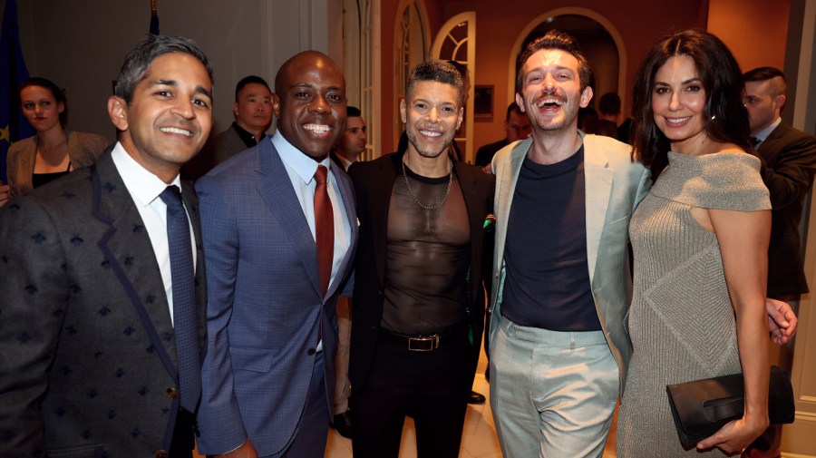 Alok Patel, Kenneth Moton, Wilson Cruz, Kyle Griffin, and Cecilia Vega attend the 9th Annual Bytes & Bylines White House Correspondents’ Dinner Reception with GLAAD, Precision and Town & Country at the Residence of the Irish Ambassador on April 25, 2024 in Washington, D.C.