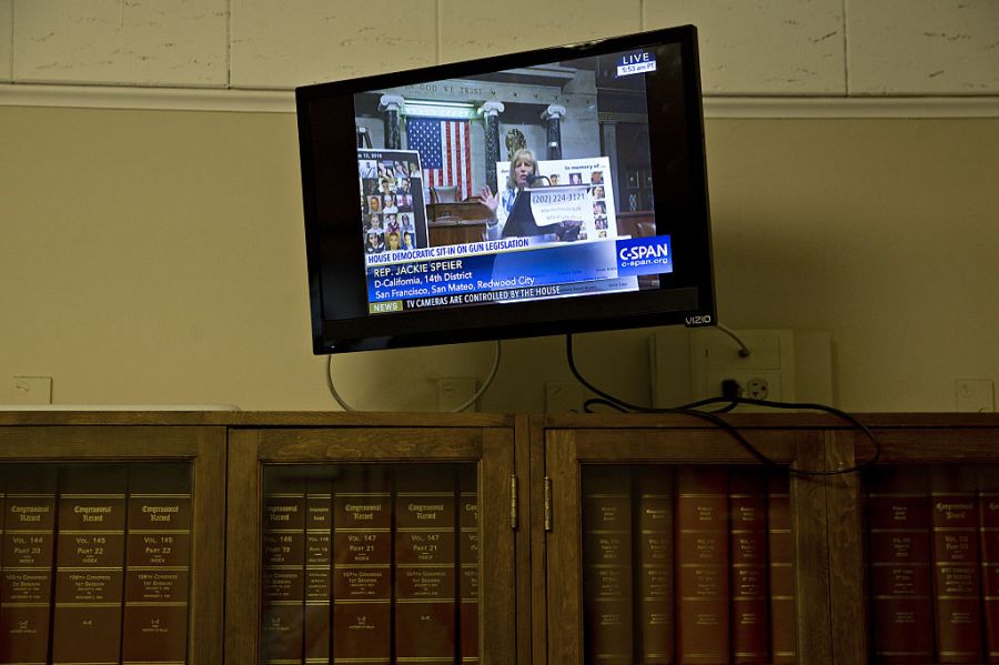 Live video of Representative Jackie Speier is broadcasted on C-SPAN.