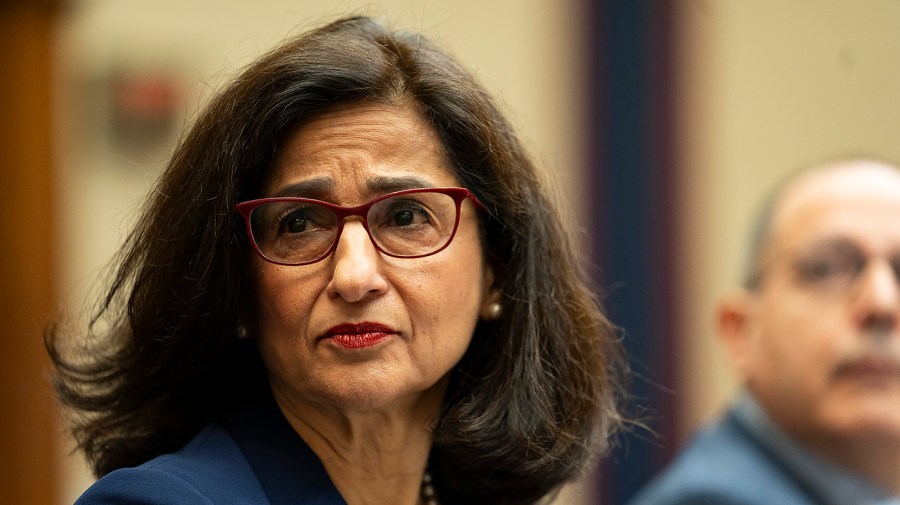 Columbia University President Minouche Shafik attends a congressional hearing.