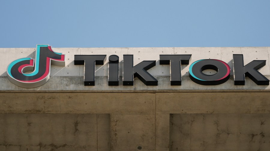 A TikTok sign is displayed on their building in Culver City, Calif., March 11, 2024.