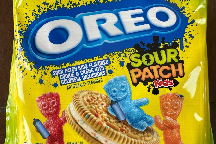 A package of Oreo Sour Patch Kids cookies is shown on Monday, May 23, 2024, in Ann Arbor, Mich. Surprising flavor combinations – including Sour Patch Kids Oreos -- are showing up more frequently in grocery stores and restaurant chains. (AP Photo/Dee-Ann Durbin)