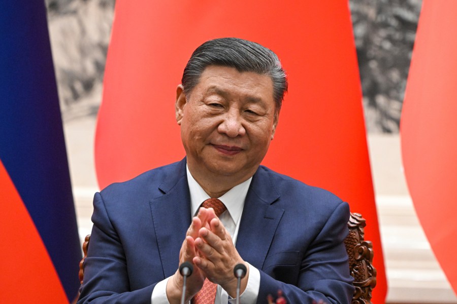 FILE - Chinese President Xi Jinping applauds during a signing ceremony at the Great Hall of the People in Beijing, China, on Thursday, May 16, 2024. China’s latest artificial intelligence chatbot is trained on President Xi Jinping’s doctrine, in a stark reminder of the ideological parameters that Chinese AI models should abide by. (Sergei Guneyev, Sputnik, Kremlin Pool Photo via AP, File)