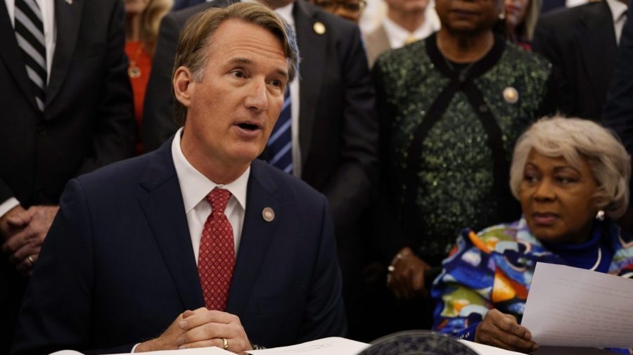 Virginia Governor Glenn Youngkin speaks at an event.