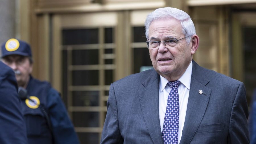 Senator Bob Menendez is seen outside court.