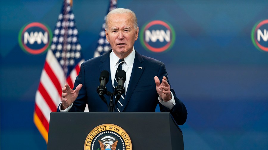 President Biden speaks at an event.