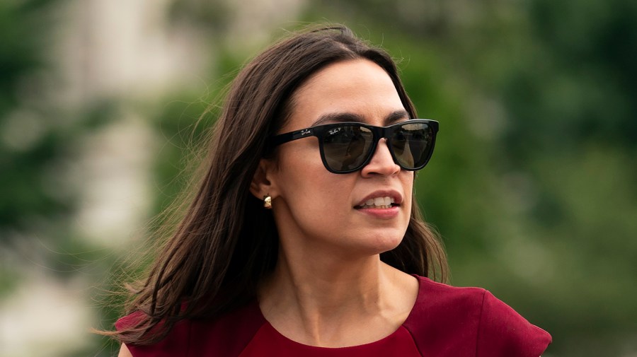 Representative Alexandria Ocasio-Cortez is seen outside.