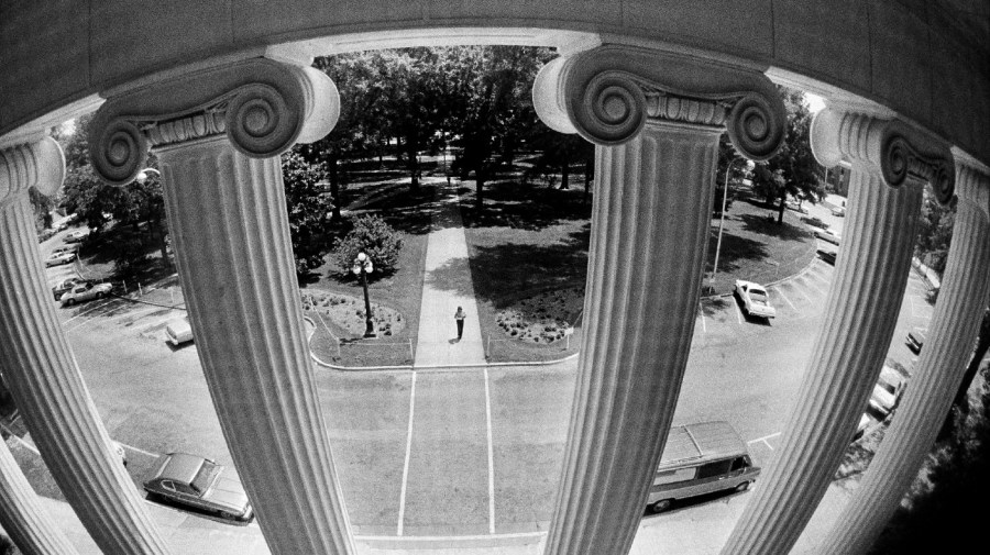 A view from the the third floor of the Lyceum administration building on the main campus of the University of Mississippi in Oxford, Miss., is shown on Sept. 9, 1982.