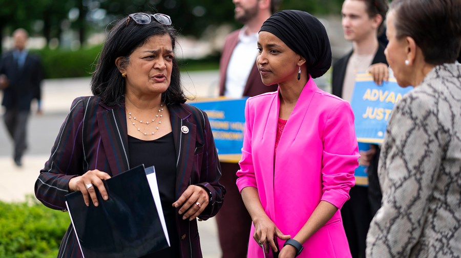 Reps. Pramila Jayapal (D-Wash.) and Ilhan Omar (D-Minn.)