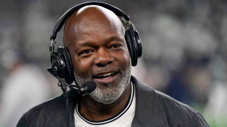 Former Dallas Cowboys running back Emmitt Smith attends an NFL football game between the Cowboys and the Philadelphia Eagles, Sunday, Dec. 10, 2023, in Arlington, Texas.