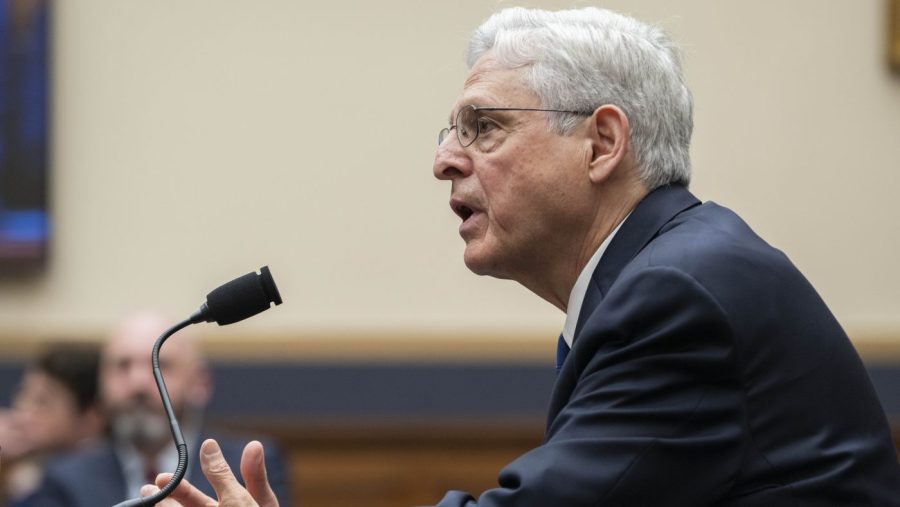 Attorney General Merrick Garland testifies during a congressional hearing.