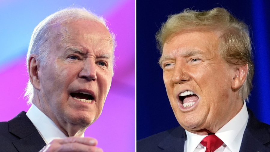 President Biden and former President Trump appear side-by-side in this composite image.