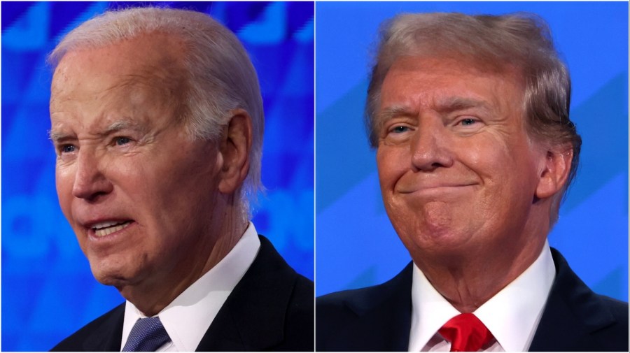 President Biden and former President Trump appear side-by-side in this composite image.