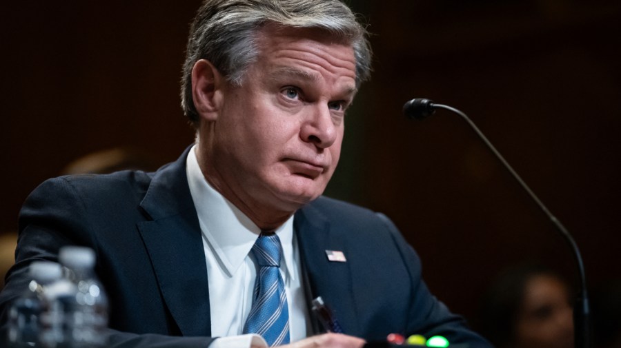 FBI Director Christopher Wray during a Senate Appropriations Committee hearing/