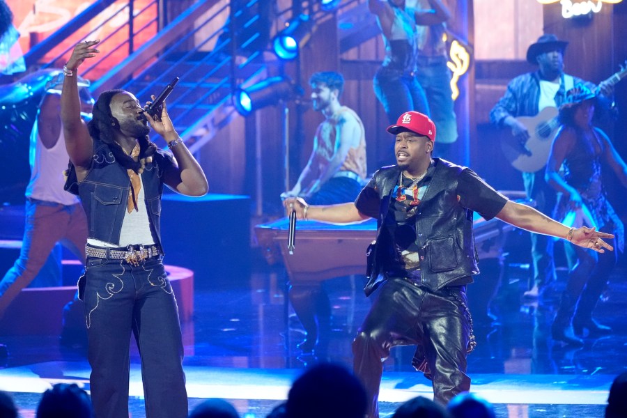 Shaboozey, left, and J-Kwon perform during the BET Awards on Sunday, June 30, 2024, at the Peacock Theater in Los Angeles. (AP Photo/Chris Pizzello)