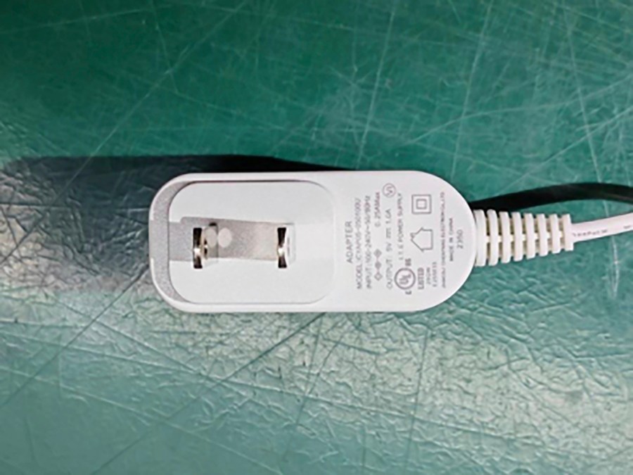 This photo provided by the U.S. Consumer Product Safety Commission shows an example of a power adapter sold with the Rest 1st Generation sound machine being recalled Wednesday, July 3, 2024. Hatch Baby is recalling nearly 1 million power adapters sold with sound machines marketed to help infants and young children sleep due to a shock hazard.