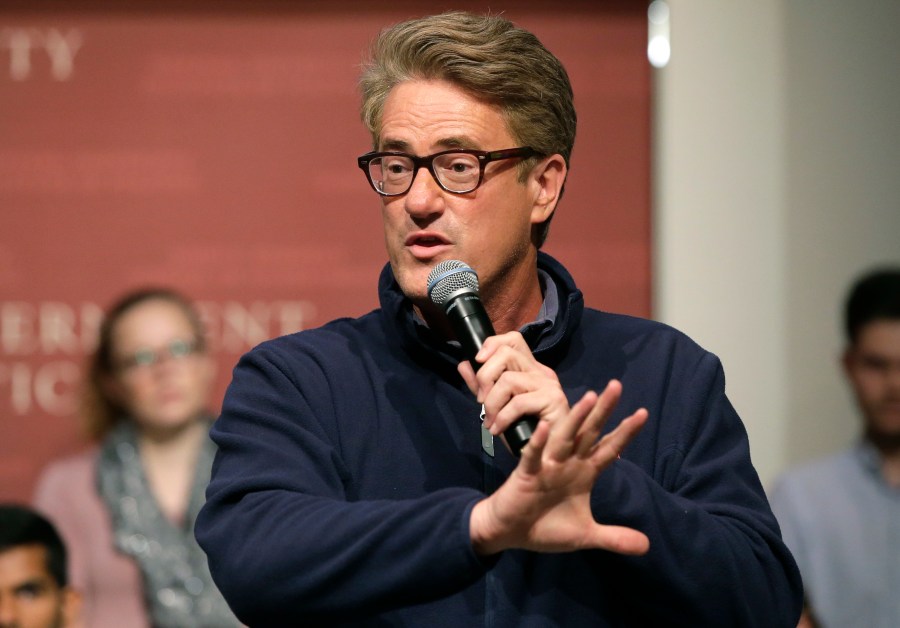 FILE - MSNBC “Morning Joe” host Joe Scarborough takes questions from the audience, Oct. 11, 2017, on the campus of Harvard University, in Cambridge, Mass. The four-hour morning news and talk show was pulled off the air Monday, July 15, 2024, in favor of a live news feed focused on covering the aftermath of Saturday's assassination attempt on former President Donald Trump. (AP Photo/Steven Senne, File)