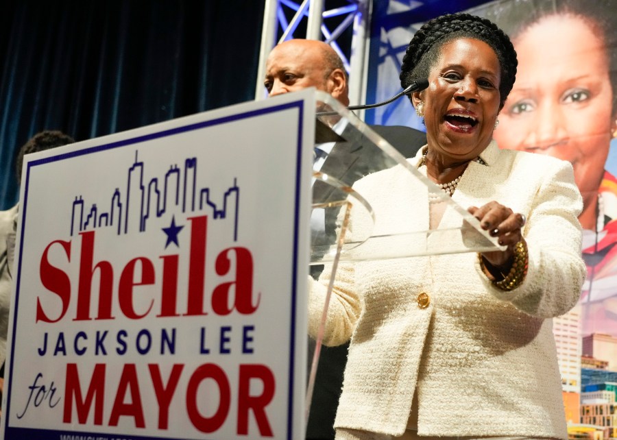 FILE - Mayoral candidate U.S. Rep. Sheila Jackson Lee speaks to supporters during an election watch party, Nov. 7, 2023, at Bayou Place in Houston. Longtime U.S. Rep. Sheila Jackson Lee, who helped lead federal efforts to protect women from domestic violence and recognize Juneteenth as a national holiday, has died Friday, July 19, 2024, after battling pancreatic cancer, according to her chief of staff. (Jason Fochtman/Houston Chronicle via AP, File)