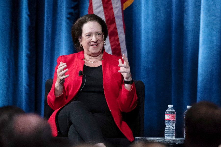 U.S. Supreme Court Justice Elena Kagan sits on a panel at the 2024 Ninth Circuit Judicial Conference in Sacramento, Calif., Thursday July 25, 2024. Kagan became the first member of the Supreme Court to call publicly for beefing up the court’s new ethics code by adding a way to enforce it. (AP Photo/Rich Pedroncelli)