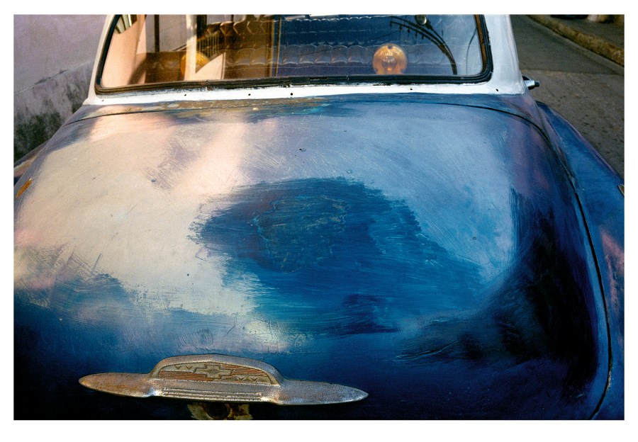 This photo provided by the Brandywine Conservancy and Museum of Art shows Frank Stewart's "Blue Car, Havana," which is part of a retrospective celebrating the photographer's work on display through Sept. 22, 2024, at the museum in Chadds Ford, Pa. (Courtesy of Gallery Neptune & Brown via AP)