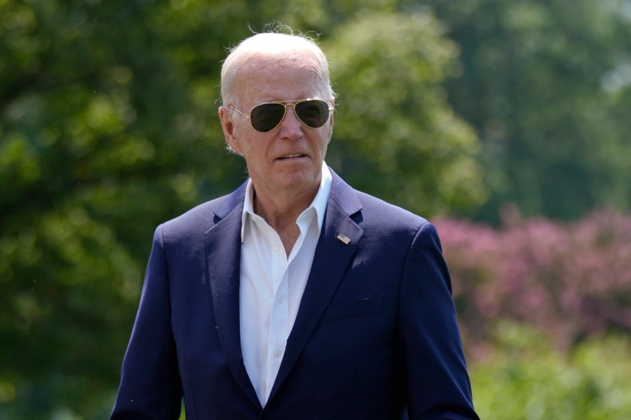 President Joe Biden arrives at the White House from Camp David, Sunday, July 28, 2024. (AP Photo/Manuel Balce Ceneta)